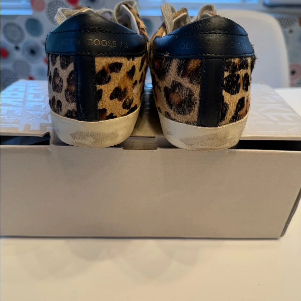 Golden Goose Leopard Print Sneakers with Black Star - Picture 4 of 16